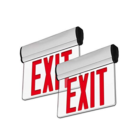 Hardwired Red Compact Combo Exit Sign Emergency Egress Light High Output COMBORJR2 LFI Lights UL Certified